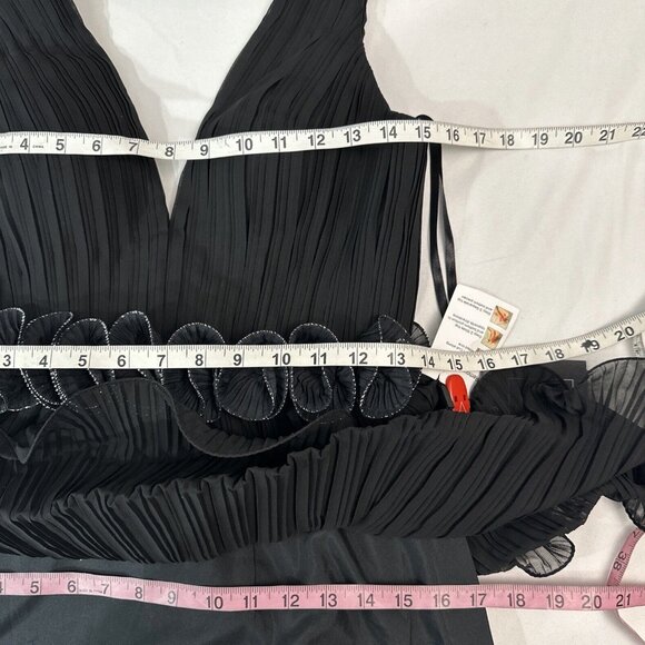 NWT $398 IEENA Mac Duggal [ 4 ] Rosette Ruffle Layered Rosette Dress Gown black‎ - Picture 4 of 14